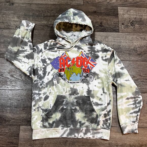 AC/DC Band 1982 European Tour We Salute You Tie Dye Hoodie - Men's Size Large